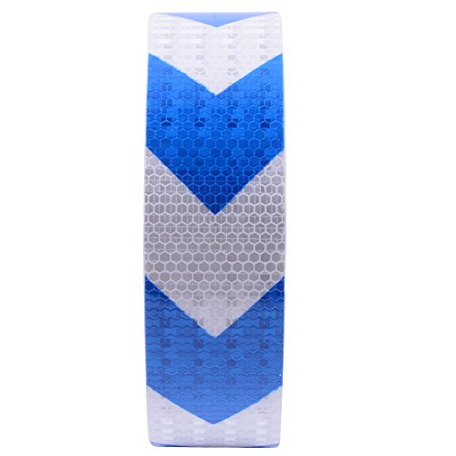 Qomovo Blue White Arrow High Visibility Reflective Tape 2 inch x 20 feet Self-Adhesive Tape Conspicuity Safety Warning Tape