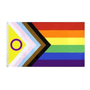 anjor intersex progress pride flag 3x5fts - all inclusive lesbian gay bisexual transgender rainbow flag