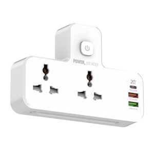 wall mount outlet extender with 3 usb charging port (1 usb c port) power strip with a touch-control led night light max 10a 2500w flat plug universal socket spaced outlet