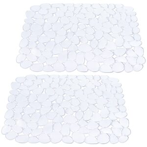 yolife pebble sink mats for stainless steel sink, pvc sink saddle protectors kitchen sink mat for porcelain sink, dishes and glassware (clear, 2 pack)