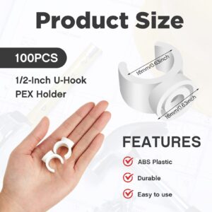 1/2 Inch PEX Clips Pipe Hangers Clamps PEX Holder Pipe Support Plastic 16 mm PEX Tubing Clamps PEX Hangers Water Pipe Support Clamp Clips Socket (100 Packs)