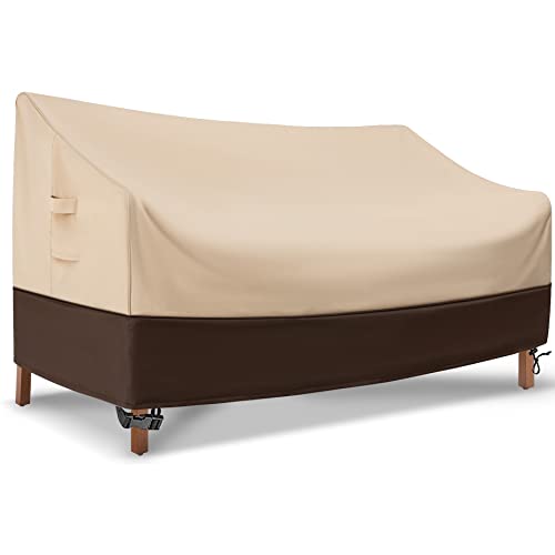 Lafaso Patio Furniture Cover Waterproof, Heavy Duty Outdoor couch Cover, 600 D Oxford cloth Sofa Cover With Vents and Handles（Beige/Brown 1 Pack, Medium）