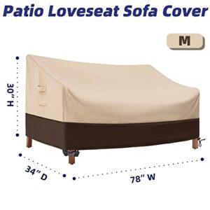 Lafaso Patio Furniture Cover Waterproof, Heavy Duty Outdoor couch Cover, 600 D Oxford cloth Sofa Cover With Vents and Handles（Beige/Brown 1 Pack, Medium）