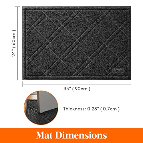 Lifewit Door Mat, 24"×35", Traps Dirt Front Doormats, Non Slip Low-Profile, Durable & Washable Indoor Door Rugs for Entryway, Entrance, Garages, Decks, Patios, Black