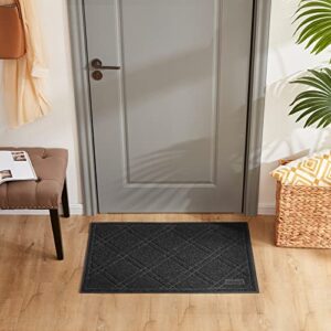 Lifewit Door Mat, 24"×35", Traps Dirt Front Doormats, Non Slip Low-Profile, Durable & Washable Indoor Door Rugs for Entryway, Entrance, Garages, Decks, Patios, Black