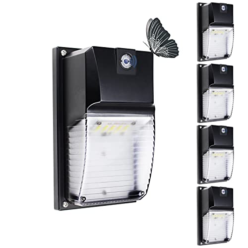 LTBLIGHT 4 Pack 18W LED Wall Pack Light Fixture with Dusk-to-Dawn Photocell Sensor, 1980LM 5000K Wall Mount Lighting, 60-100W HID/HPS Replacement, IP65 Waterproof Outdoor Patio Porch Lights