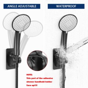 NearMoon Self Adhesive Shower Head Holder-Adjustable Handheld Shower Holder NO Drilling Wall Mount Waterproof (1 Pack, Matte Black)