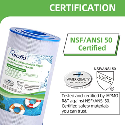 PUROFLO YPS-PA90 Pool Filter Replace for Hayward C900, CX900RE, Pleatco PA90, Unicel C-8409, Filbur FC-1292, Sta-Rite PXC95, Clearwater II ProClean 100, Waterway PCCF-100 Cartridge, 90 Sqft, 1 Pack