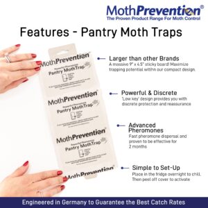 MothPrevention Powerful Pantry Moth Traps Pack of 6 | Moth Killer with Pheromones | Kitchen Moth Trap for Your Home | Maximum Pheromone Dispersal | No Odor