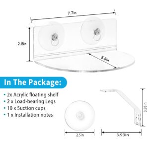 2 Pack Suction Cup Shelf for Plants Window, with Load-Bearing Bracket Window Shelf for Plants Herb Pots, Indoor Plants, Acrylic Window Sill Extender for Plants, Window Plant Shelves (Semicircular)