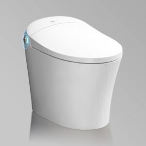horow heated toilet, upmarket compact toilet, one piece smart toilet with heating seat, small tankless toilet with blackout flush, soft close cover, 25.6(l) x 15.6(w) x 19.8(h)