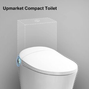 HOROW Heated Toilet, Upmarket Compact Toilet, One Piece Smart Toilet with Heating Seat, Small Tankless Toilet with Blackout Flush, Soft Close Cover, 25.6(L) x 15.6(W) x 19.8(H)