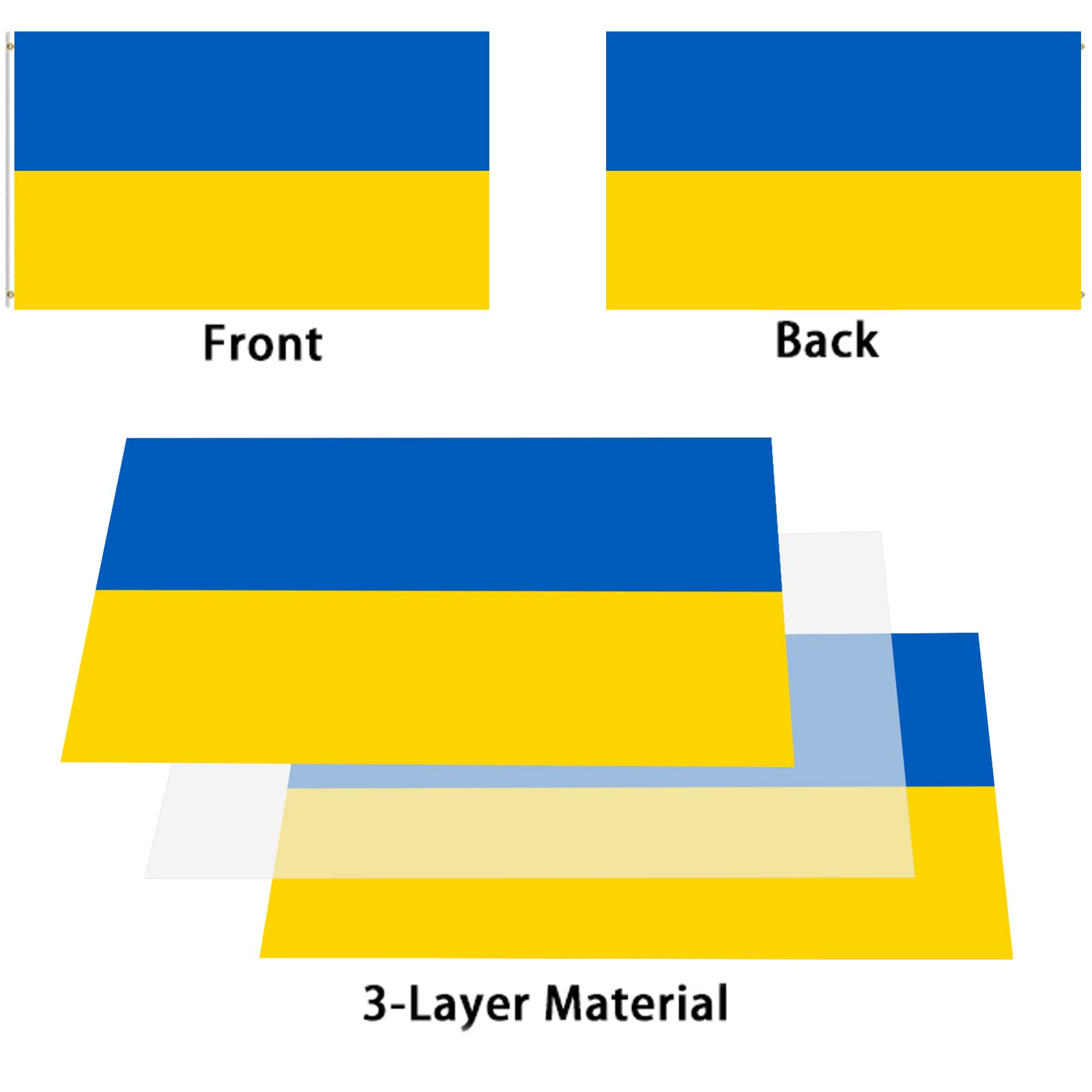 Double Sided Ukraine Flag 2x3 ft Outdoor- Ukrainian National Flags Heavy Duty 210D Polyester with Brass Grommets