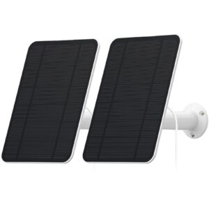 4w 5v solar panel compatible with eufycam, includes secure wall mount, ip65 weatherproof,13.1ft power cable（2pack