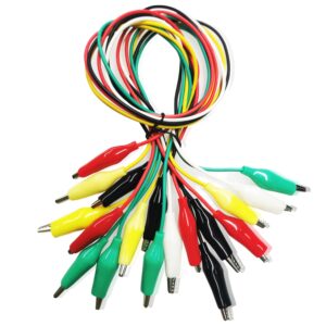 10pcs premium electrical crocodile alligator clips test lead & probe, 5 colors soft dual ended electric alligator clip jumper wire measure kit with insulator for circuit connection, testing, detection