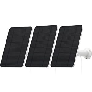 4w 5v solar panel compatible with eufycam, includes secure wall mount, ip65 weatherproof,13.1ft power cable（3pack