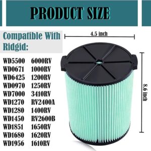 5-Layer Replacement Vacuum Filter VF6000 Compatible with Ridgid Wet/Dry Shop Vac 5-20 Gallon Vacuums WD5500 WD0671 WD6425 WD7000 WD1280 WD1851 WD1680 WD1956 RV2400A 1400RV RV2600B