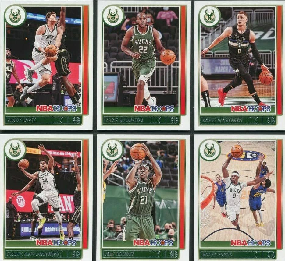 Milwaukee Bucks 2021 2022 Hoops Factory Sealed 6 Card Team Set with Giannis Antetokounmpo Plus