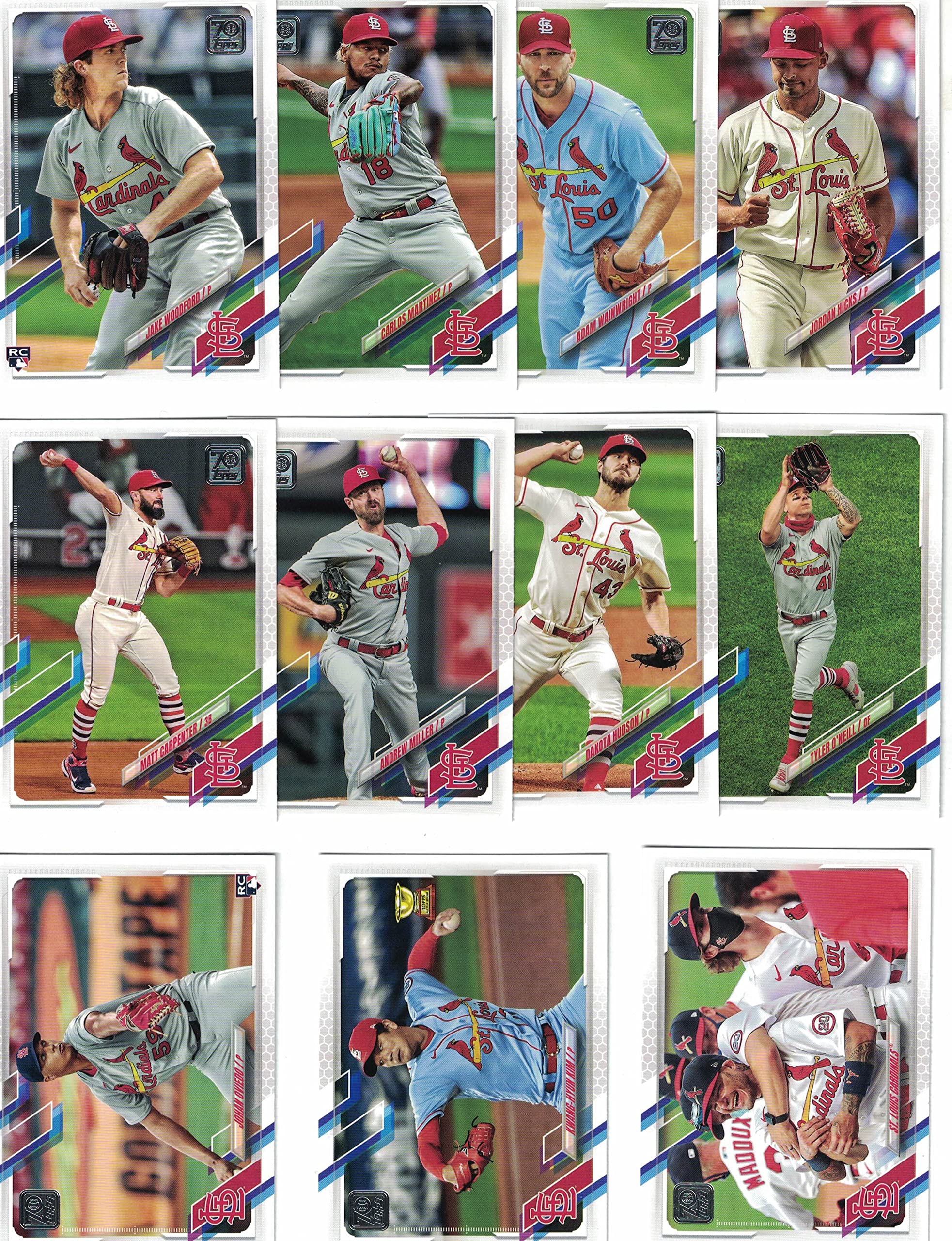 St. Louis Cardinals / 2022 Topps Baseball Team Set (Series 1 and 2) with (21) Cards. PLUS 2021 Topps Cardinals Baseball Team Set (Series 1 and 2) with (21) Cards. ***INCLUDES (3) Additional Bonus Cards of Former Cardinals Greats Ozzie Smith, Stan Musial a