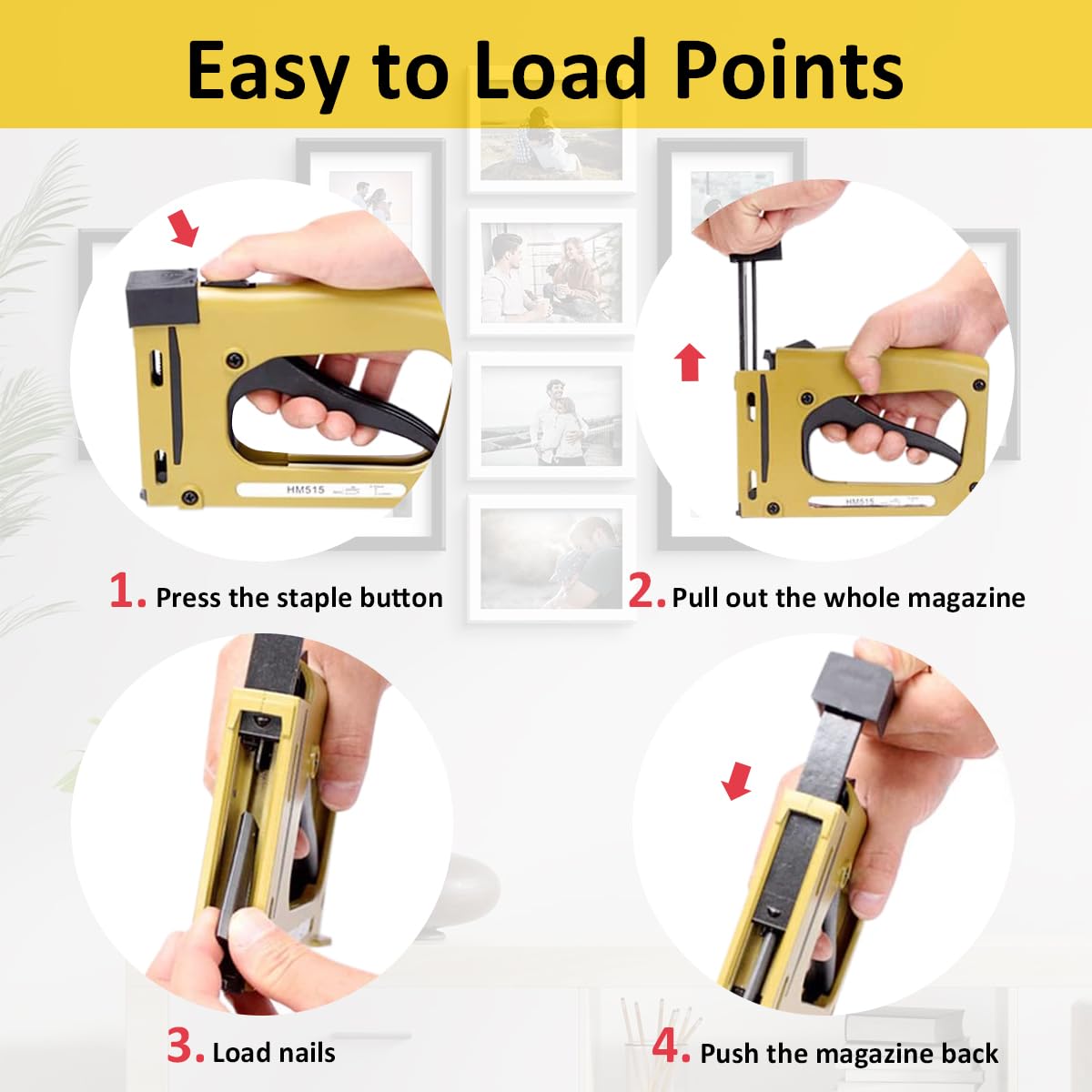 QUTUNI Point Driver for Picture Framing, Picture Frame Stapler Framing Point Driver with 1000 Points for Artist Framing Paintings and Pictures