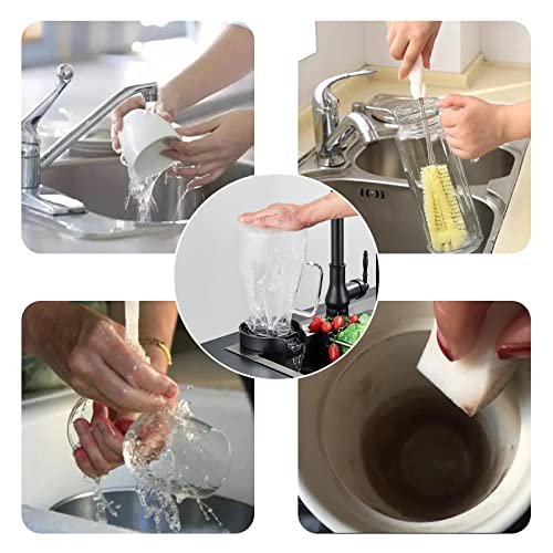 Cfeoerf Glass Rinser for Kitchen Sink Black Metal Kitchen Sink Glass Rinser Stainless Steel Sink Cup Washer Baby Bottle Rinser Bar Cup Washer Sink Attachment Automatic Flushing