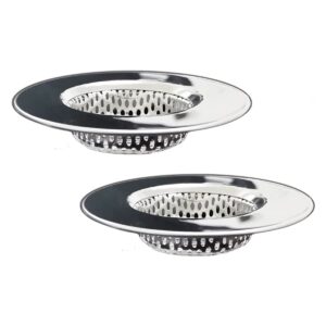 seatery 2pcs bathtub drain strainers, shower drain hair catcher, stainless steel drain cover basket for bathroom laundry floor drain, fit for 1.75"-3.0" drain hole