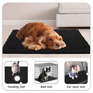 Ompaa Chenille Indoor Door Mat Entryway Rug, 36x24 Black, Super Absorbent Mud Mats for Dirty Dogs Paws & Muddy Shoes, Non Slip Welcome Floor Doormats for Home Front Back Door, Patio, Garage, Entrance