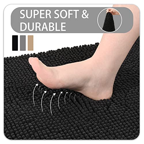 Ompaa Chenille Indoor Door Mat Entryway Rug, 36x24 Black, Super Absorbent Mud Mats for Dirty Dogs Paws & Muddy Shoes, Non Slip Welcome Floor Doormats for Home Front Back Door, Patio, Garage, Entrance