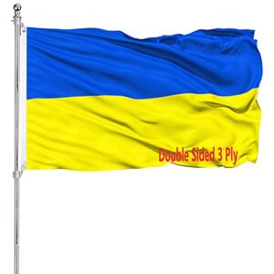 ukrainian flag 3x5 outdoor indoor double sided heavy duty 3 ply 200d polyester and durable canvas header with 2 brass grommets