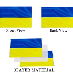 Ukrainian Flag 3x5 Outdoor Indoor Double Sided Heavy Duty 3 Ply 200D Polyester and Durable Canvas Header with 2 Brass Grommets