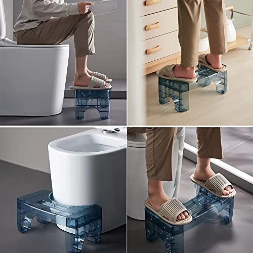 Toilet Stool for Adults, Acrylic Sitting Posture Foot Stool, Poop Stool - Blue…