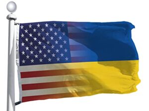 american& ukraine flag 3x5 ft -smooth satin fabric double sided print ukrainian national flags -usa stand with ukraine 3x5 foot flag show where you stand banner