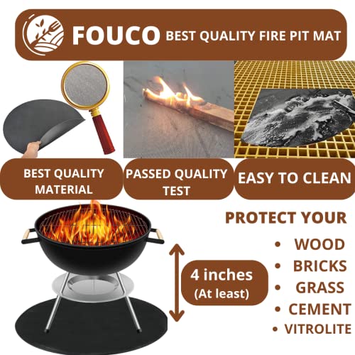 Fuoco Fire Pit Mat | 36” Round Outdoor BBQ Grill Protector | Round Fire Pit Mat | Heat Resistant Fire Pit Mat for Patio, Deck, Grass | Flat Top Gas Propane Burner with Roasting Stick & Ebook