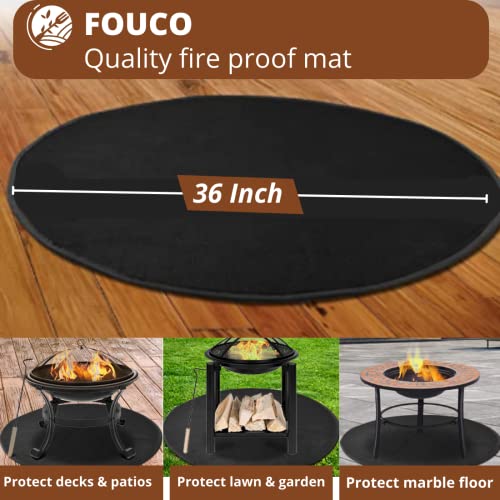 Fuoco Fire Pit Mat | 36” Round Outdoor BBQ Grill Protector | Round Fire Pit Mat | Heat Resistant Fire Pit Mat for Patio, Deck, Grass | Flat Top Gas Propane Burner with Roasting Stick & Ebook