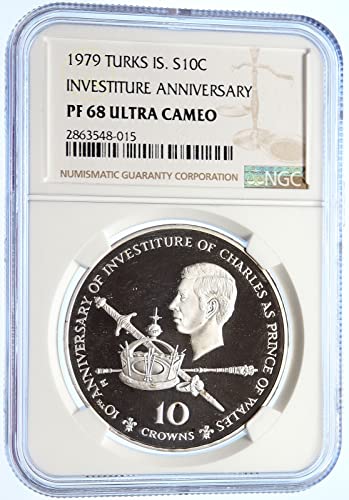 1979 1979 TURKS AND CAICOS 10Yr Prince Charles Proof A 10 Crowns PF 68 ULTRA CAMEO NGC