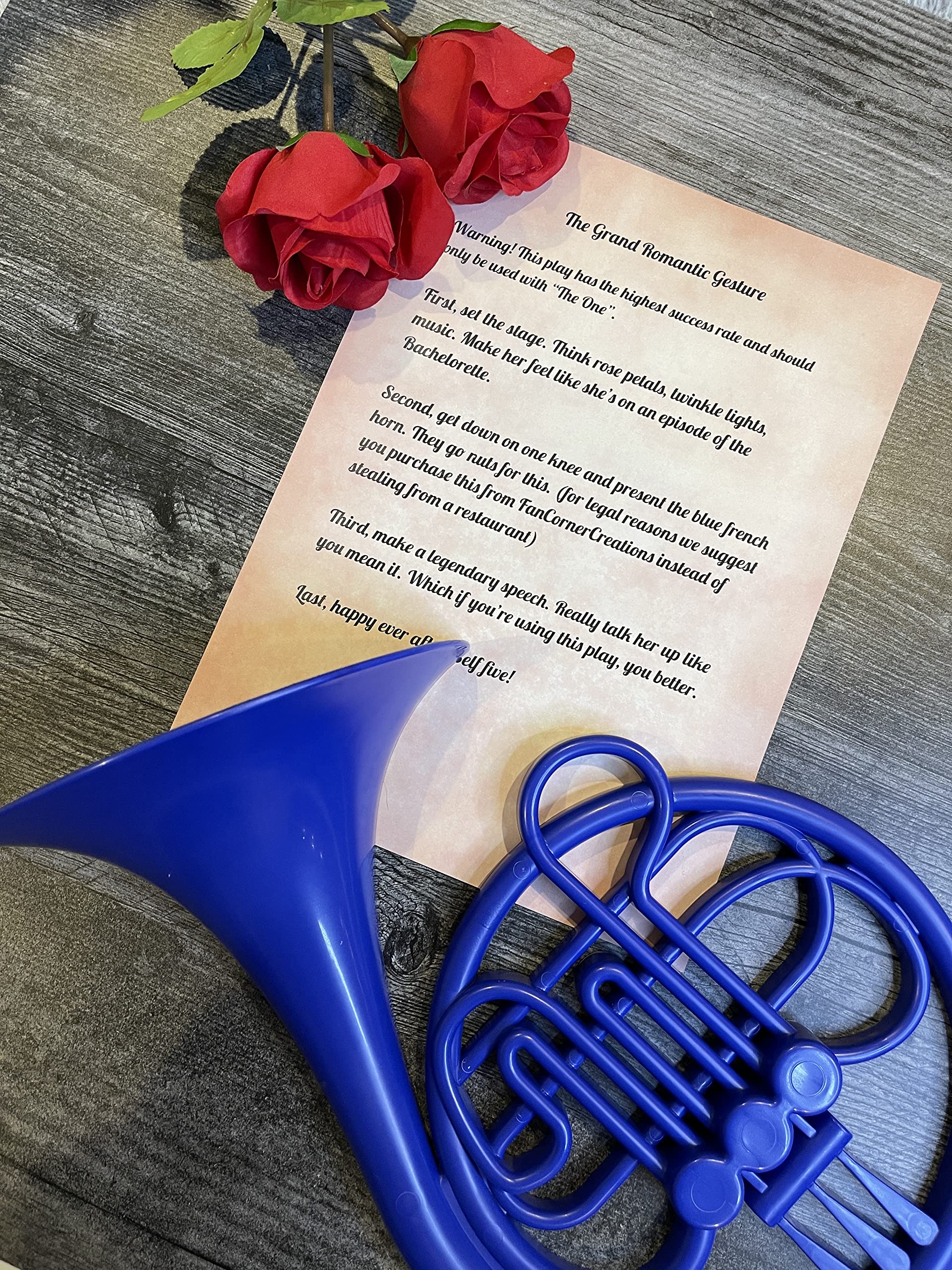 Blue French Horn/HIMYM/Prop Replica/Proposal Prop/Pop Culture Reference (16 in Wall Hanging)