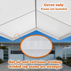 Strong Camel Carport Conopy Cover 12 x 20 Feet Replacement Tent Garage Outdoor Top Tarp Car Shelter with Ball Bungees (with Edge, Frame Not Included)