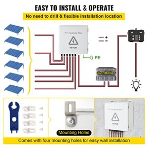 VEVOR PV Combiner Box, 6 String with 15A Rated Current Fuse, 125A Circuit Breaker, Lightning Arreste Connector for On/Off Grid Solar Panel System, IP65 Waterproof, White