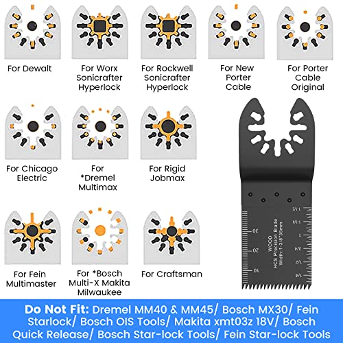 Oscillating Saw Blades, 91 PCS Quick Release Oscillating Tool Blades with Sandpaper for Wood Metal Plastic Cutting, Compatible with Dewalt, Milwaukee, Makita, Ryobi, Rockwell, Bosch etc.