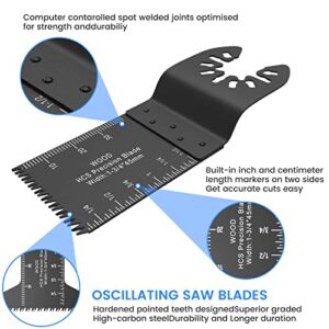 Oscillating Saw Blades, 33pcs Quick Release Oscillating Tool Blades for Wood Metal Cutting, Multi Tool blades Compatible with Fein Multimaster Porter Dewalt Makita Milwaukee Chicago Craftsmans etc.