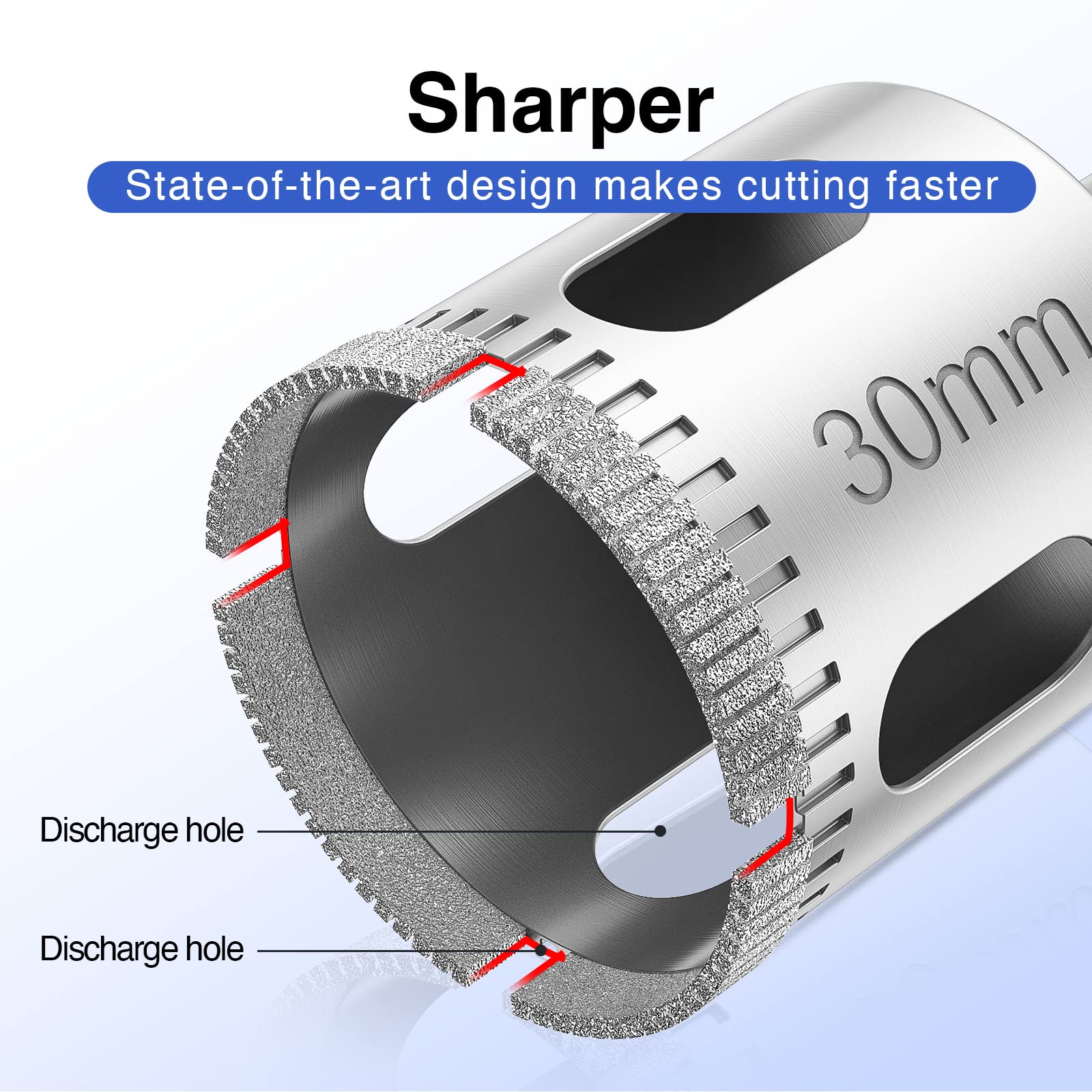 Rondarui Diamond Drill Bits Hole Saw Kit Diamond Drill Bit Set Hole Saw for Glass, Marble, Granite Stone, Bottles, Ceramics and Tile 1/4"-1-1/3" (6mm-35mm),12PCS