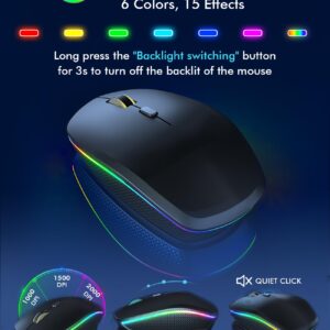 Wireless Keyboard and Mouse Combo - RGB Backlit, Rechargeable & Light Up Letters, Full-Size, Ergonomic Tilt Angle, Sleep Mode, 2.4GHz Quiet Keyboard Mouse for Mac, Windows, Laptop, PC, Trueque