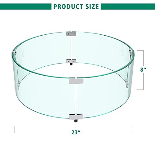 Fire Pit Wind Guard Round, Fire Pit Round Glass Wind Guard, Fire Table Wind Guard Round, Fire Pit Shield Round 23" x 6", by GFGRGD