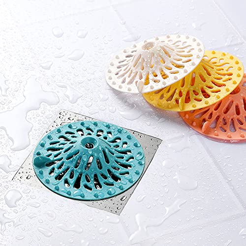 Mcles 4 Pack Silicone Drain Hair Catcher, Kitchen Sink Strainer, Drain Protectors,Hair Catcher Shower Drain Cover, Bathroom Shower Sink Stopper, Drain Cover Hair Trap, Easy to Install and Clean