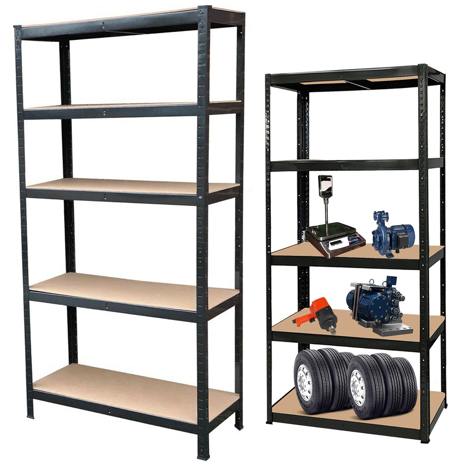 Rigogo Garage Storage Shelving Unit, 5 Tier Metal Shelves Heavy Duty for Warehouse Garage, 2000lbs Large Capacity, 70 x 35 x 16 Inch, Black