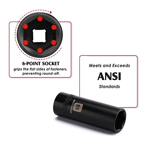 MIXPOWER 12 Pieces 3/8-Inch Drive Deep Impact Socket Set, 5/16 to 1 inch, CR-V, SAE, 6 Point, Deep, 12 Pieces 3/8" Dr. Socket
