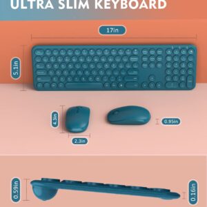 Wireless Keyboard and Mouse, Vssoplor 2.4GHz Ultra Slim Wireless Mouse Keyboard Combo with Round Keycaps for Windows, Laptop, PC, Computer (Sapphire Blue)