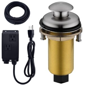 garbage disposal air switch kit,with long button (solid brass) for sink top,with power module & cabel,food waste disposals replacement parts,brushed gold