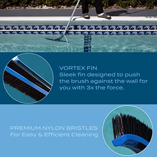 Blue Mano 20" Ultra Wide Vortex Pool Brush, Provides 3X The Force to Clean Pool Walls, Premium & Strong Brush with Curved Edges