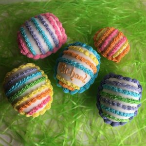 striped panoramic sugar egg, single; perfect for easter baskets, gifts for children, centerpiece